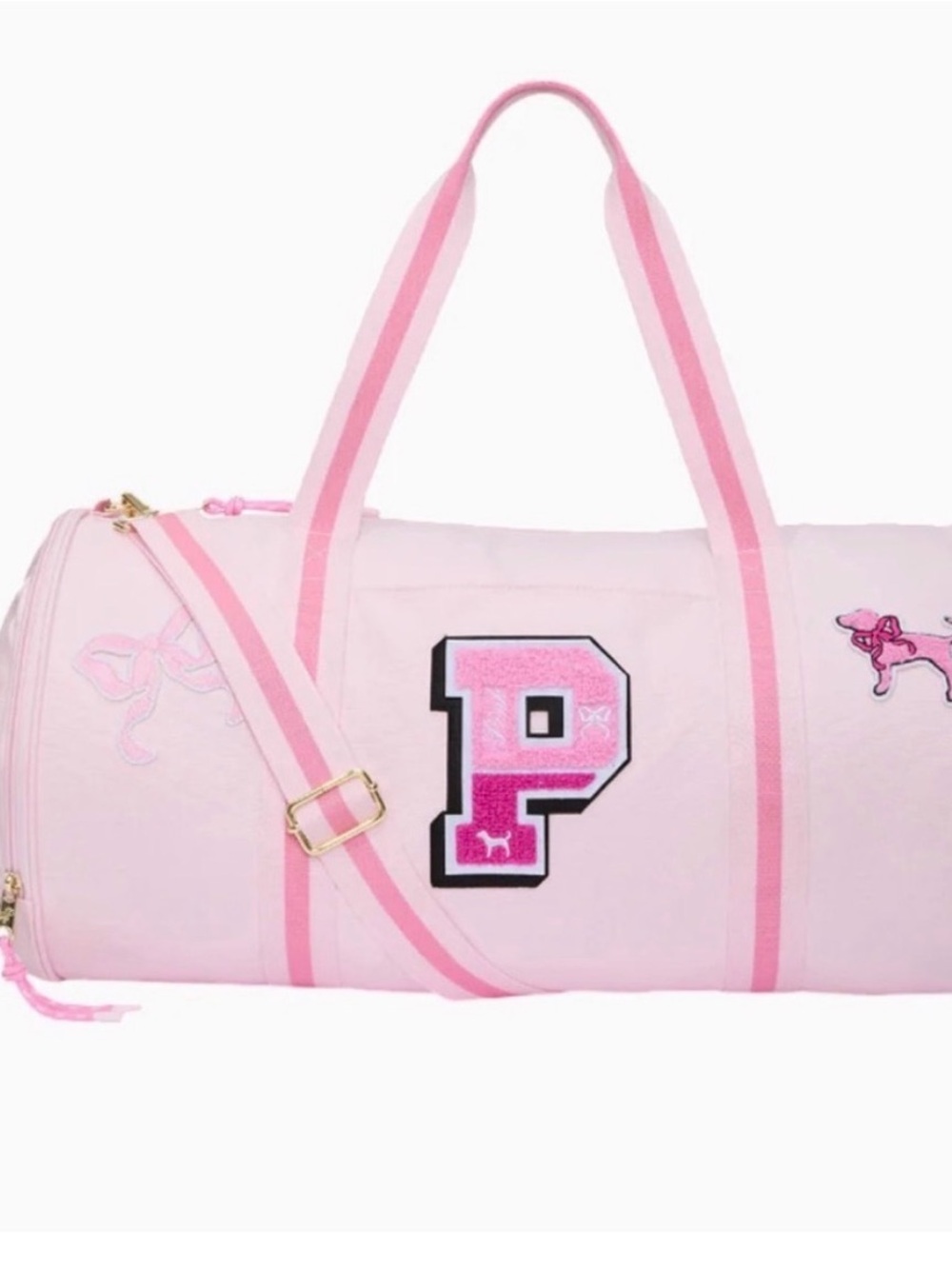 LoveShackFancy Pink Logo Duffel Bag